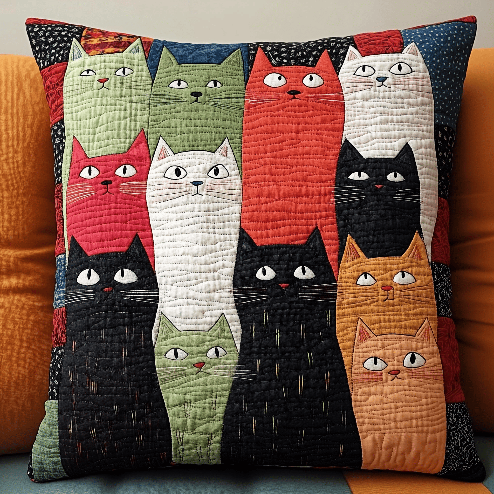 Colorful Cat Gaze Quilted Pillow Case Colorful Throw Pillows Gifts For Daughter