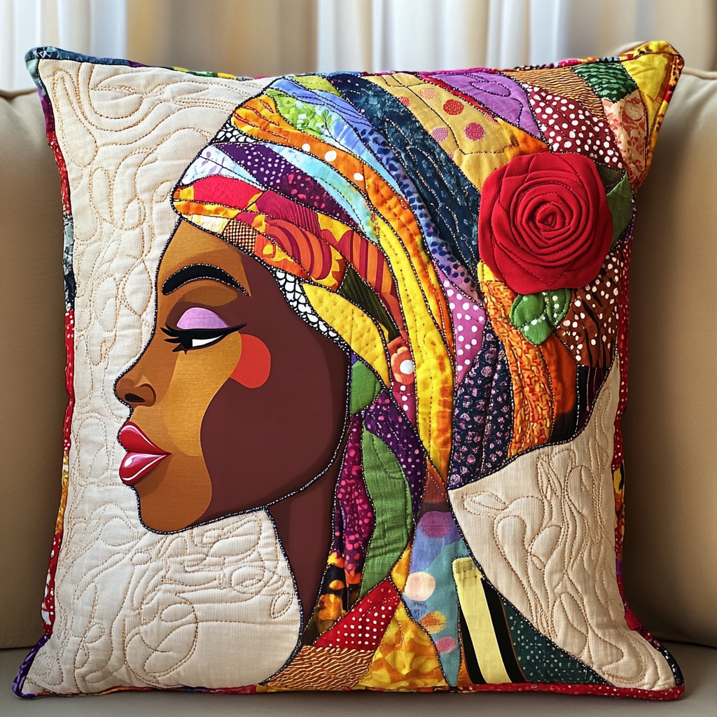 Radiant Pride Quilted Pillow Case Colorful Throw Pillows Unique Artistic Gift Her
