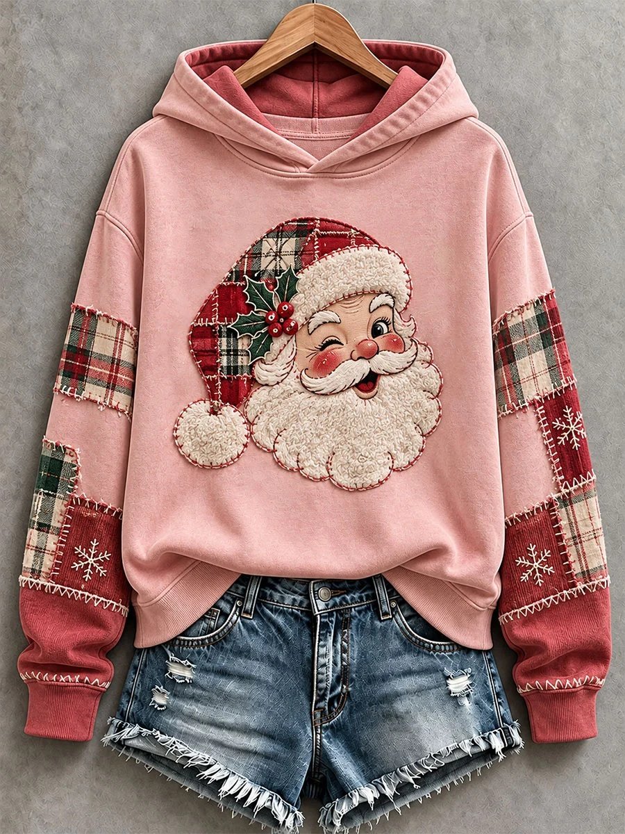 Pink Santa Hoodie Women_s Christmas Party Attire Gifts For Fashion Lovers