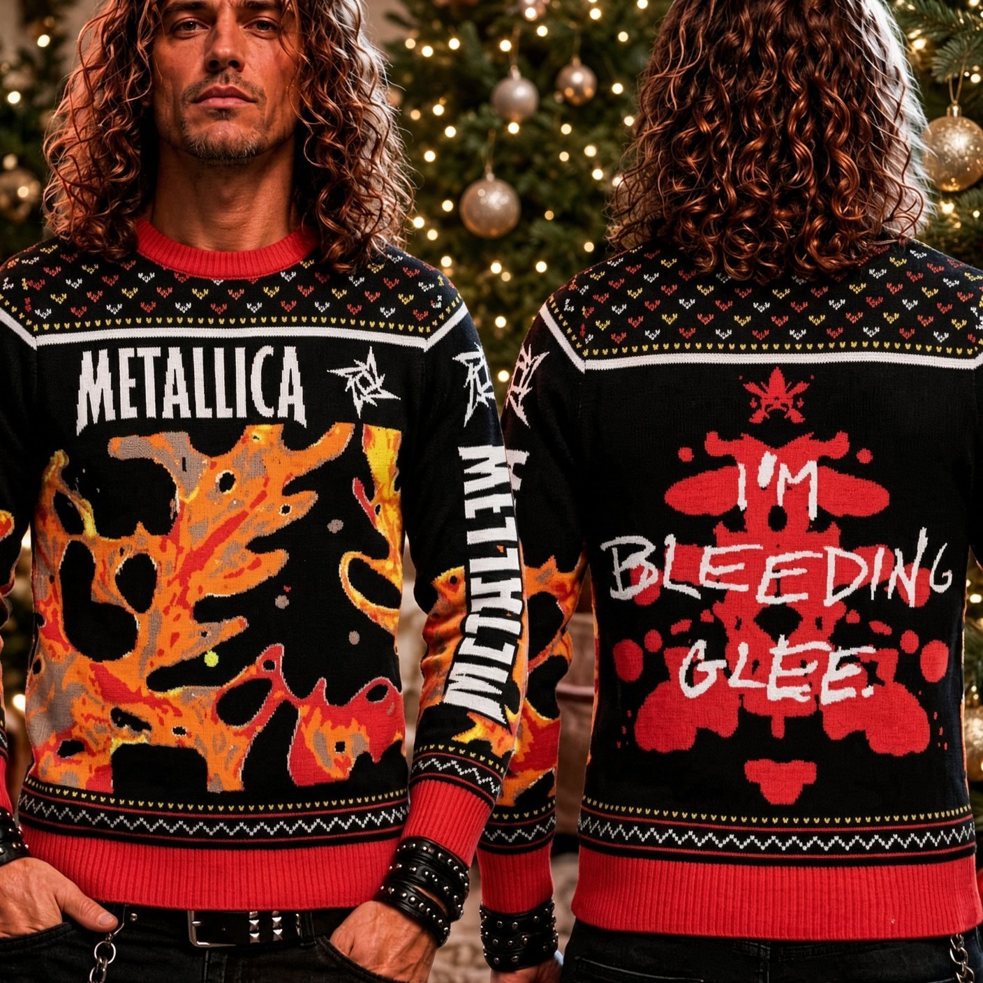 Metallica Load Album I_m Bleeding Glee Ugly Christmas Sweater Metallica Xmas Gear