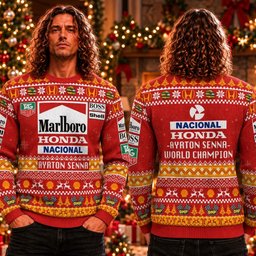 F1 Ayrton Senna World Champion Marlboro Honda Ugly Christmas Sweater Racing Xmas Gear