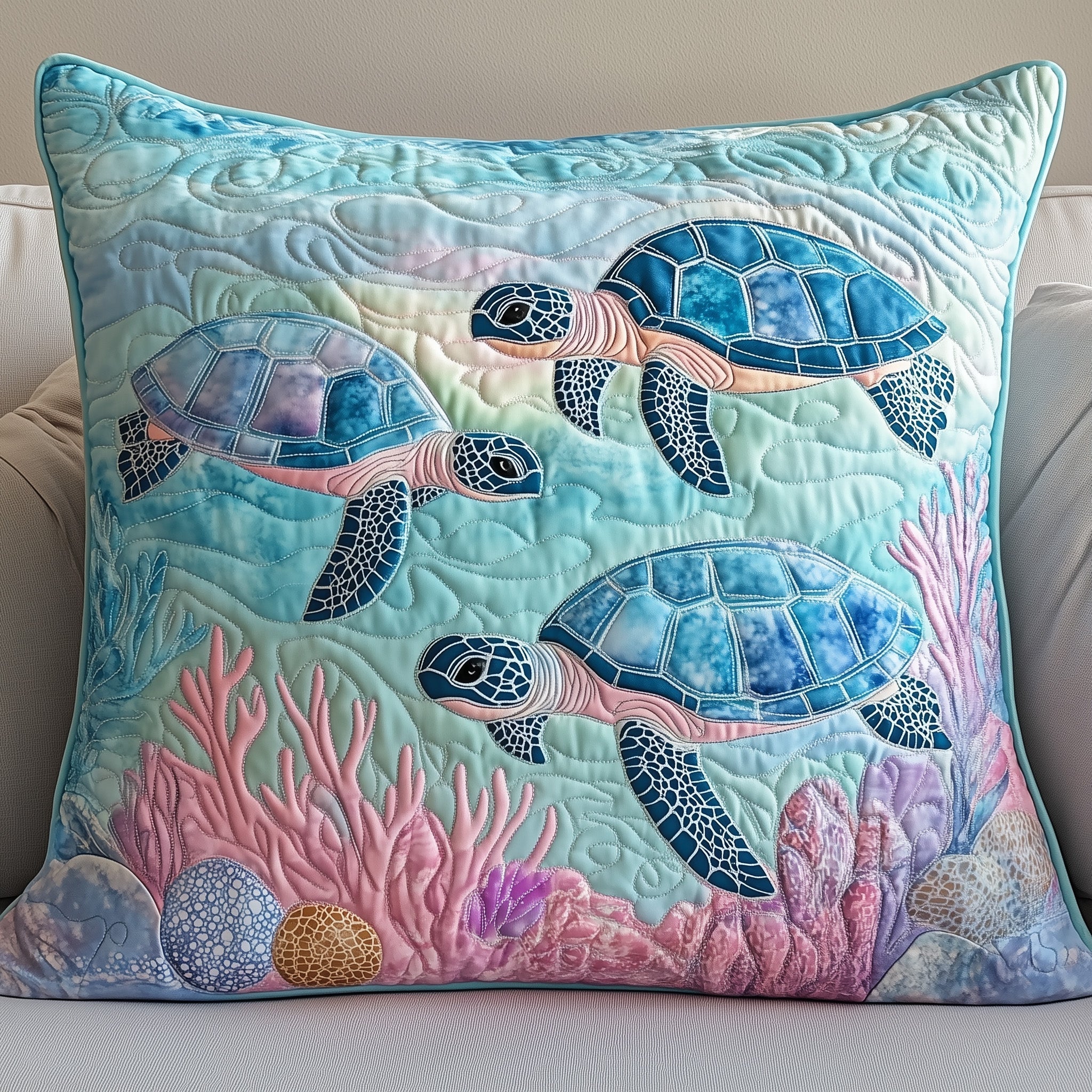 Tropical Turtle Dreams Quilted Pillow Case Throw Pillows For Couch Cool Gifts For Dad
