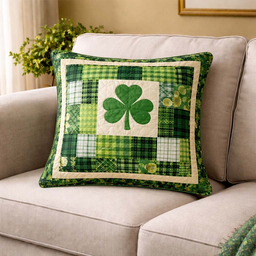 Shamrock Patchwork Quilted Pillow Case Throw Pillows For Couch Gifts For Girlfriend