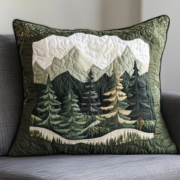 Misty Forest Mountain Quilted Pillow Case Couch Pillows Gifts For Housewarming