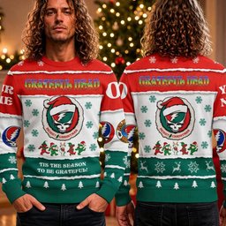 Grateful Dead Tis The Season To Be Grateful Ugly Christmas Sweater Grateful Dead Wear