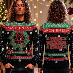 Arch Enemy Band Christmas Wreath Pure Fucking Xmas Ugly Sweater Arch Enemy Xmas Gear