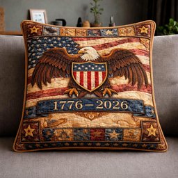 Liberty Spirit Quilted Pillow Case Patriotic USA Eagle Couch Pillows Gifts For Dad