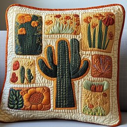 Blooming Cactus Haven Quilted Pillow Case Throw Pillows For Couch Gifts For Sister