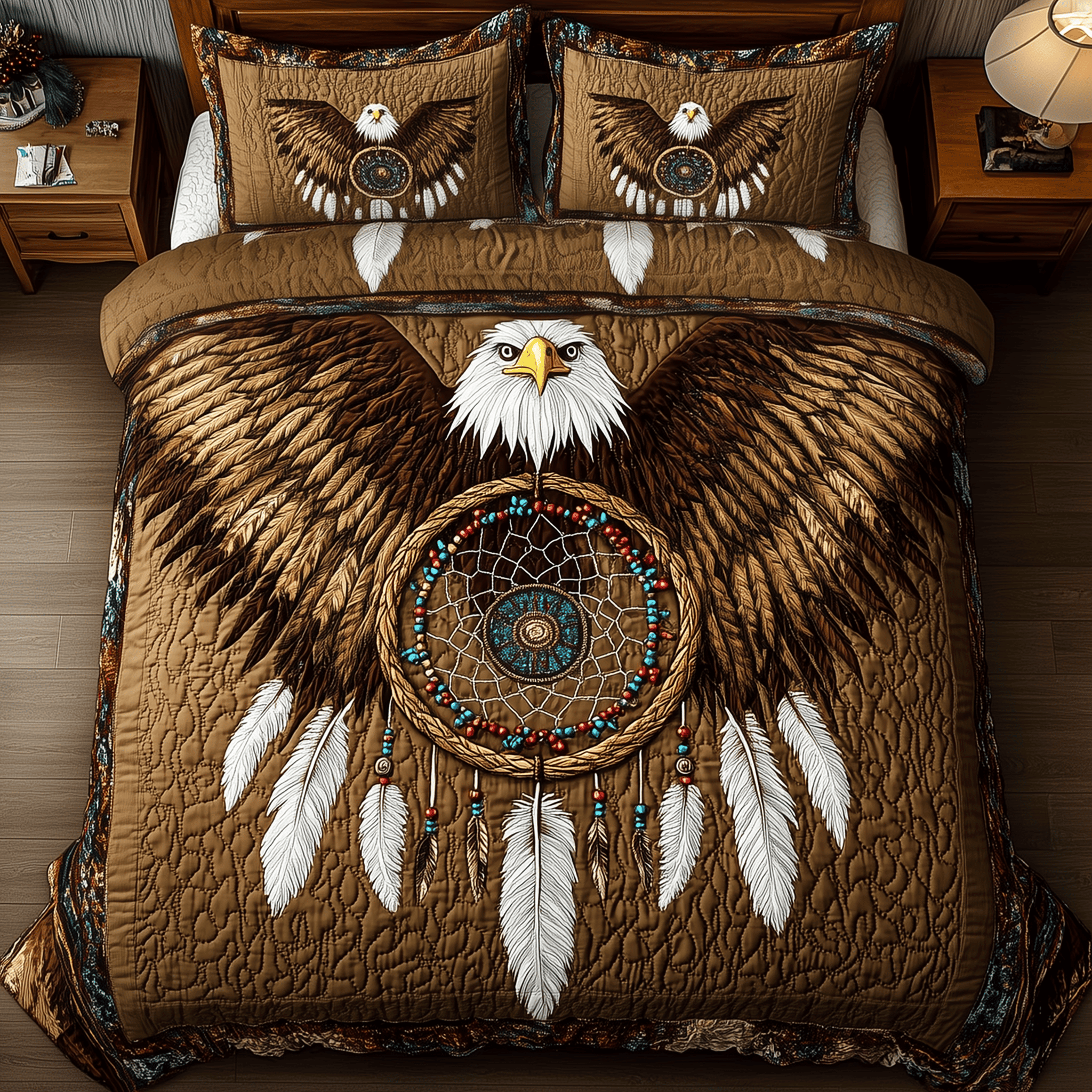 Native American Bald Eagle Dream Catcher Quilted Bedding Set Bald Eagle Duvet Covers Gifts Idea