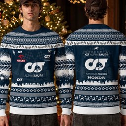 Scuderia AlphaTauri F1 Racing Team Ugly Christmas Sweater F1 Racing Holiday Clothing