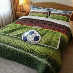 Soccer Field of Dreams Quilted Bedding Set Football Fans Duvet Covers Gift For Him