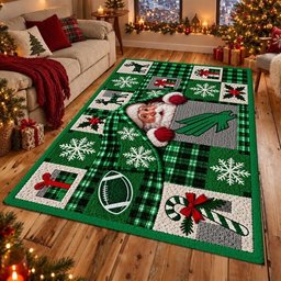 North Texas Mean Green NCAA Christmas Quilted Area Rug Game Day Decor Christmas Gifts