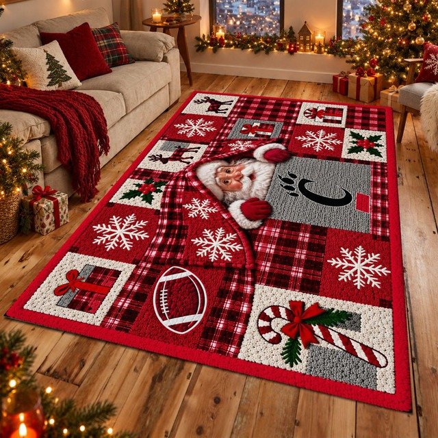 Cincinnati Bearcats NCAA Christmas Quilted Area Rug Bearcats Game Day Spirit Fan Gifts