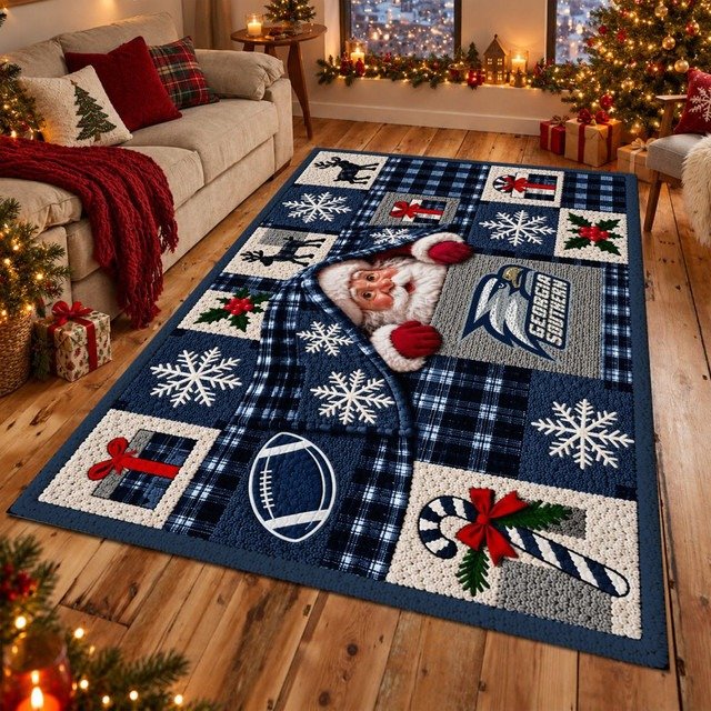 Georgia Southern Eagles NCAA Christmas Quilted Area Rug Eagles Football Decor Gift For Son