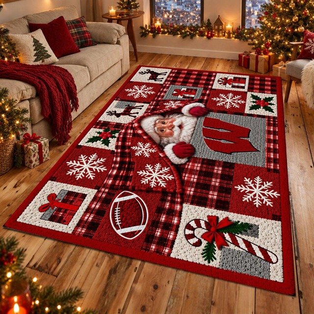 Wisconsin Badgers NCAA Christmas Quilted Area Rug Badgers Fan Decor Gift For Christmas