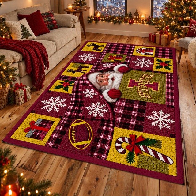Iowa State Cyclones NCAA Christmas Quilted Area Rug Cyclones Home Decor Gift Guide