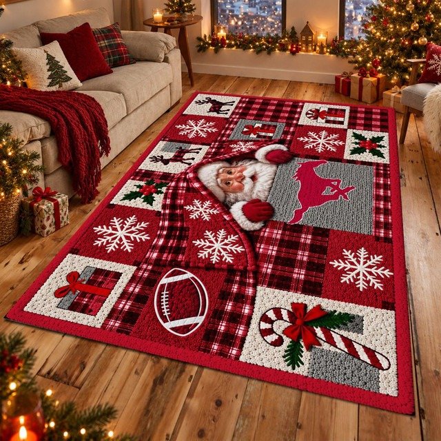 SMU Mustangs NCAA Christmas Quilted Area Rug Mustangs Home Decor Gift For Son