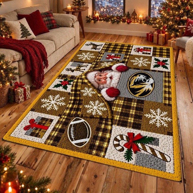 Missouri Tigers NCAA Christmas Quilted Area Rug Tigers Fan Decor Gift For Kids