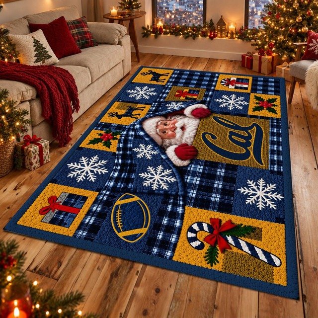 California Golden Bears NCAA Christmas Quilted Area Rug California Seasonal Decor Fan Gift