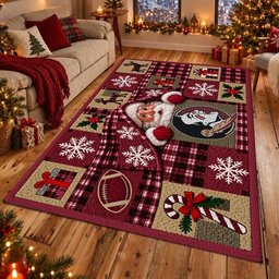 Florida State Seminoles NCAA Christmas Quilted Area Rug Seminoles Home Decor Fan Gifts