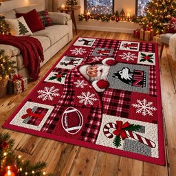 Northern Illinois Huskies NCAA Christmas Quilted Area Rug Football Pride Decor Gift For Bestie