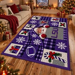 Lsu Tigers NCAA Christmas Quilted Area Rug Tigers Festive Decor Gift For Boyfriend