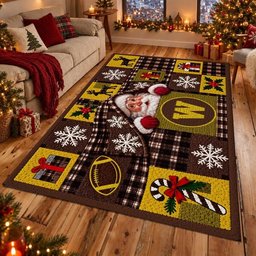 Western Michigan Broncos NCAA Christmas Quilted Area Rug Broncos Home Decor Christmas Gift