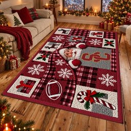 Usc Trojans NCAA Christmas Quilted Area Rug Trojans Football Pride Decor Fan Gifts