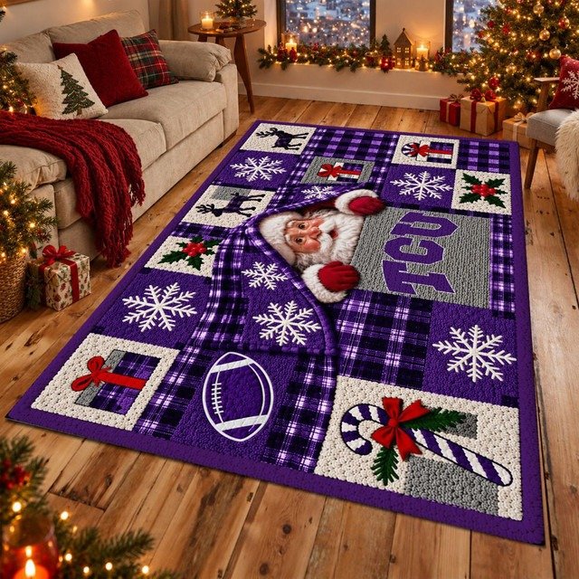 TCU Horned Frogs NCAA Christmas Quilted Area Rug 1. Horned Frogs Decor Gift For Family
