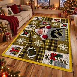 Iowa Hawkeyes NCAA Christmas Quilted Area Rug Iowa Holiday Decor Gift For Wife