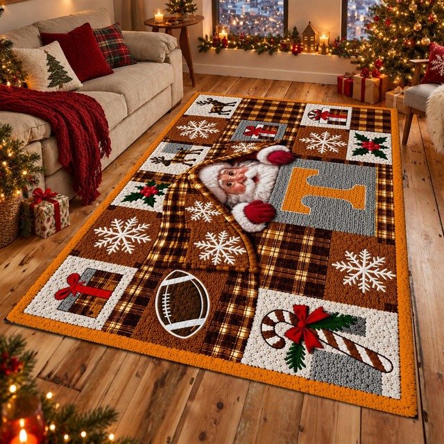 Tennessee Volunteers NCAA Christmas Quilted Area Rug Volunteers Fan Decor Fan Gifts