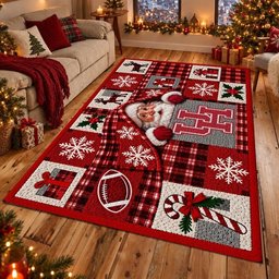 Houston Cougars NCAA Christmas Quilted Area Rug Houston Football Decor Gift For Boyfriend