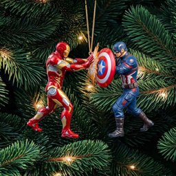 Avengers Iron Man Vs Captain America Shield Clash Christmas Ornament Marvel Fan Ornament_