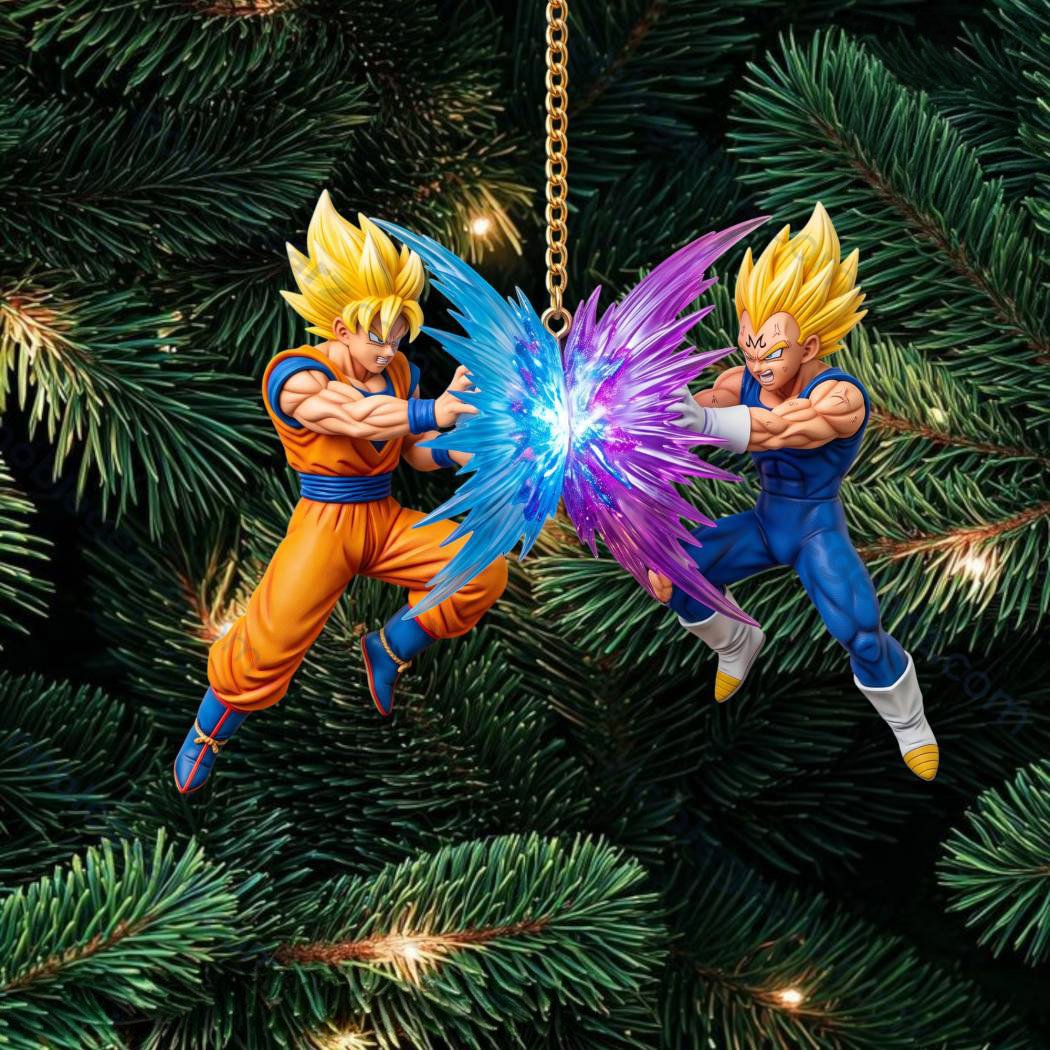 Dragon Ball Super Saiyan Goku Vs Majin Vegeta Christmas Ornament Dragon Ball Ornament