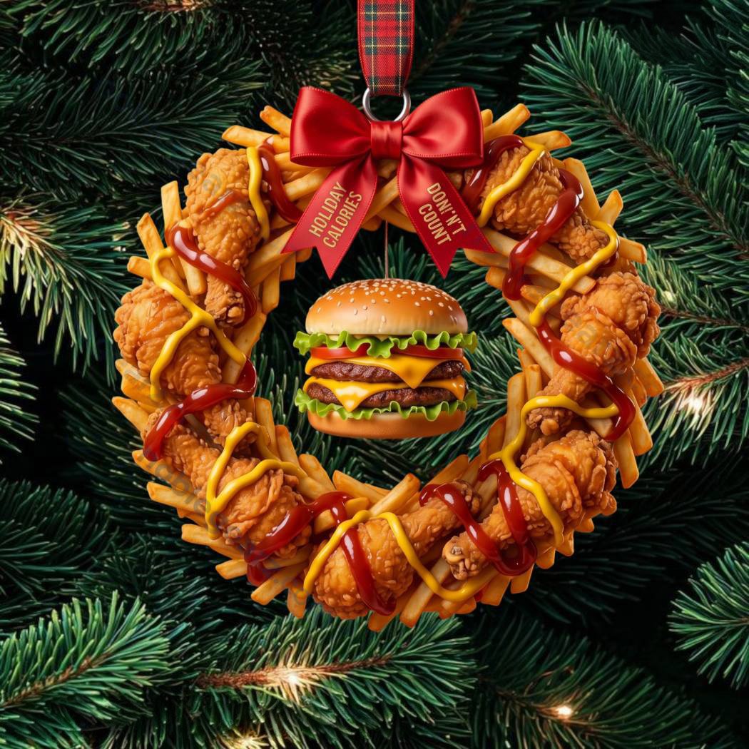 Funny Fast Food Wreath Christmas Ornament Holiday Calories Xmas Ornament Funny Gift