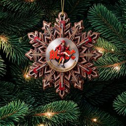 ACDC 53rd Anniversary Wooden Snowflake Christmas Ornament ACDC Fan Xmas Ornament