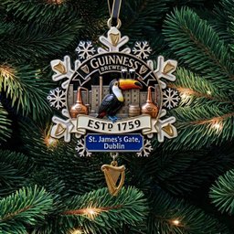 Guinness Brewery Toucan Snowflake Christmas Ornament Guinness Brewery Xmas Ornament