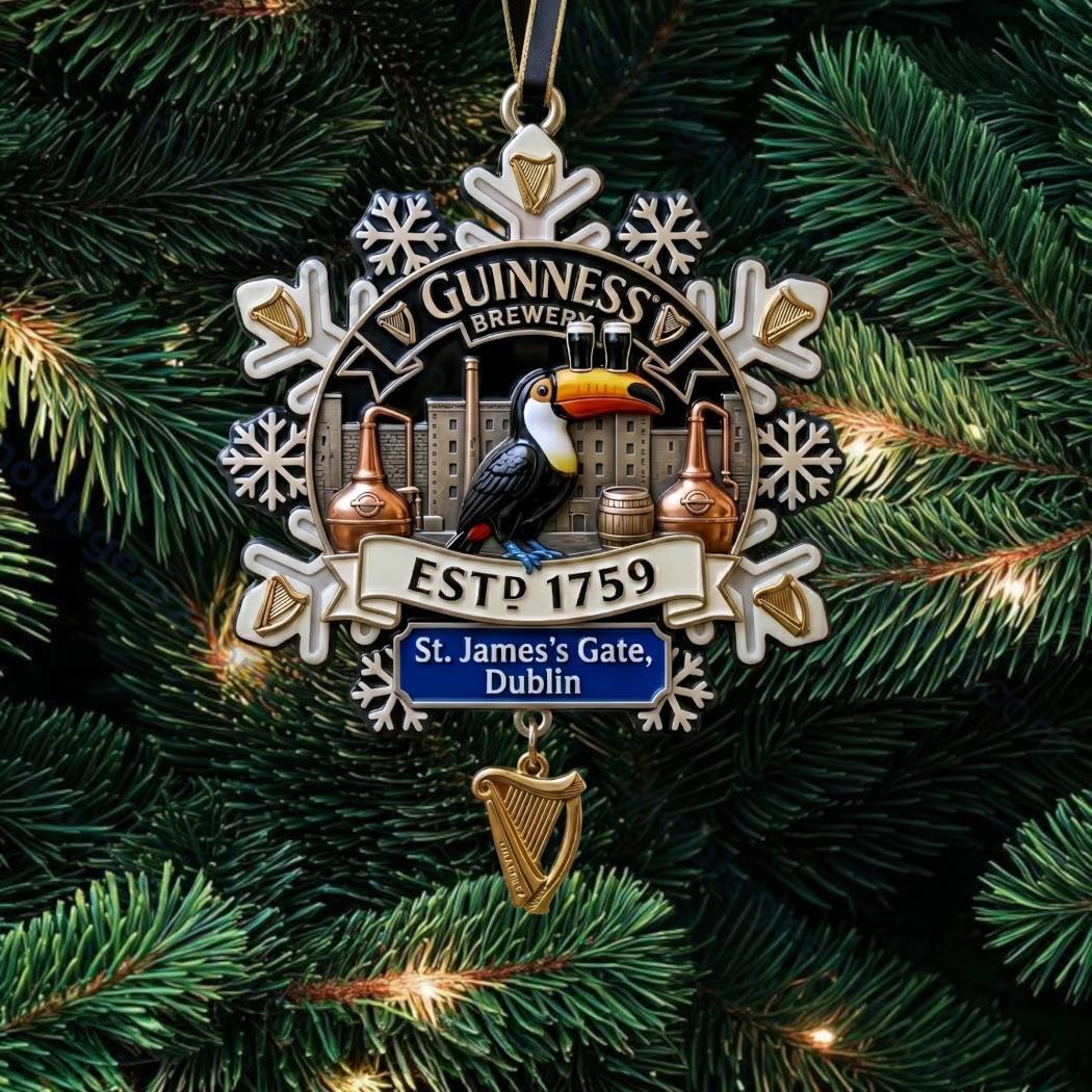 Guinness Brewery Toucan Snowflake Christmas Ornament Guinness Brewery Xmas Ornament