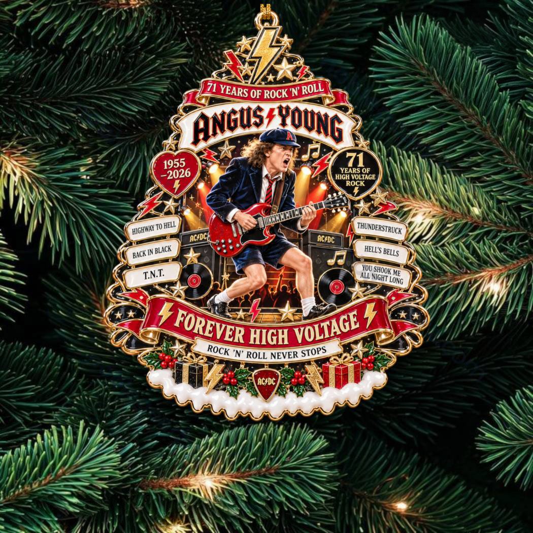 Angus Young 71st Anniversary Christmas Ornament ACDC Fan Ornament Christmas Gifts