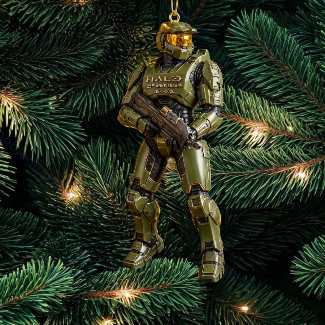 Halo Master Chief 25th Anniversary 2001-2026 Christmas Ornament Halo Game Series Merch