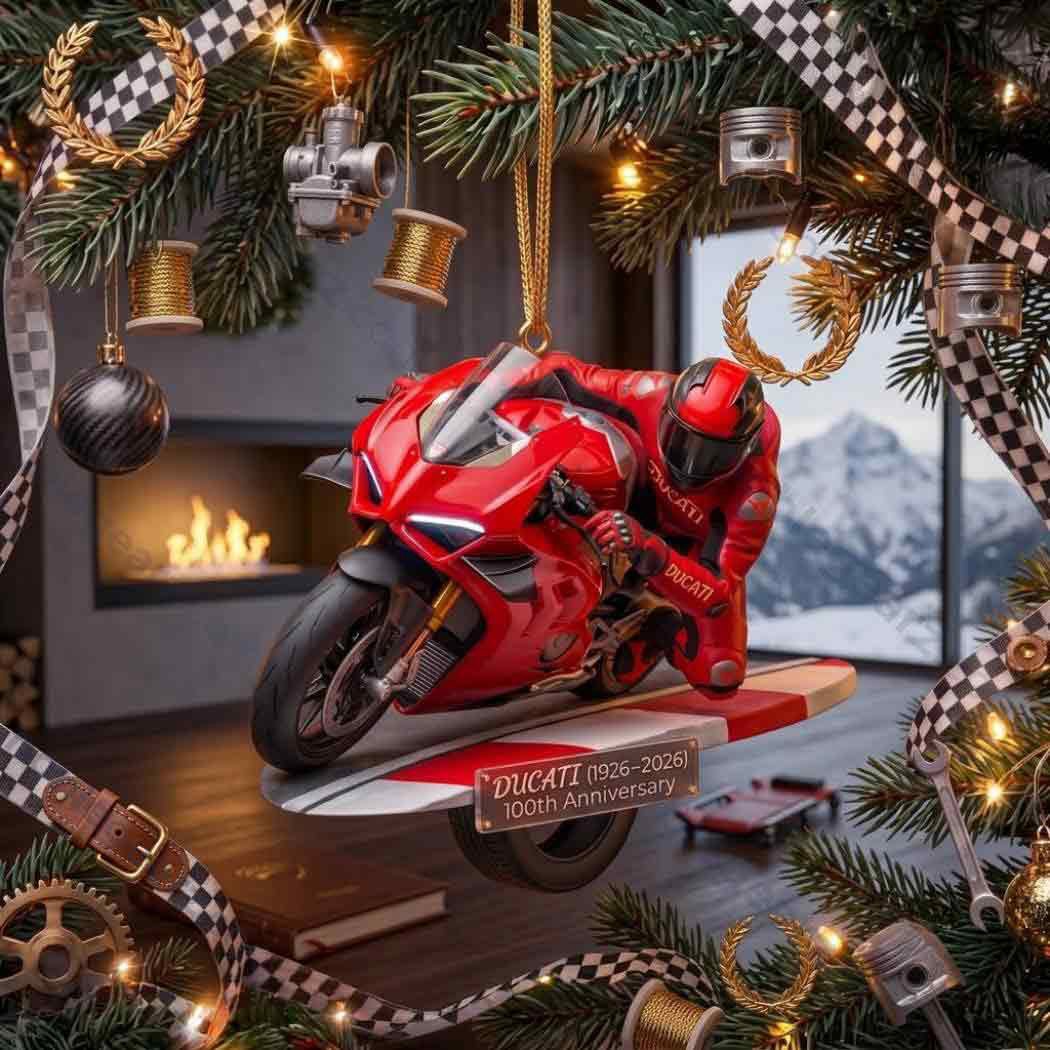 Ducati 100th Anniversary Racing Motorcycle Christmas Ornament Ducati Fan Xmas Ornament