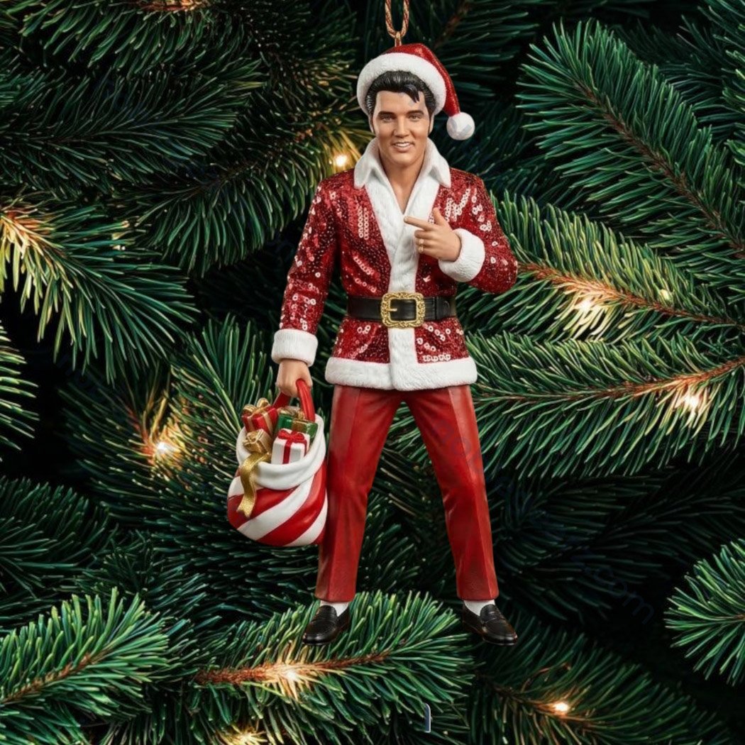 Kurt Adler Elvis Presley Santa Suit Christmas Ornament Elvis Presley Fan Xmas Ornament
