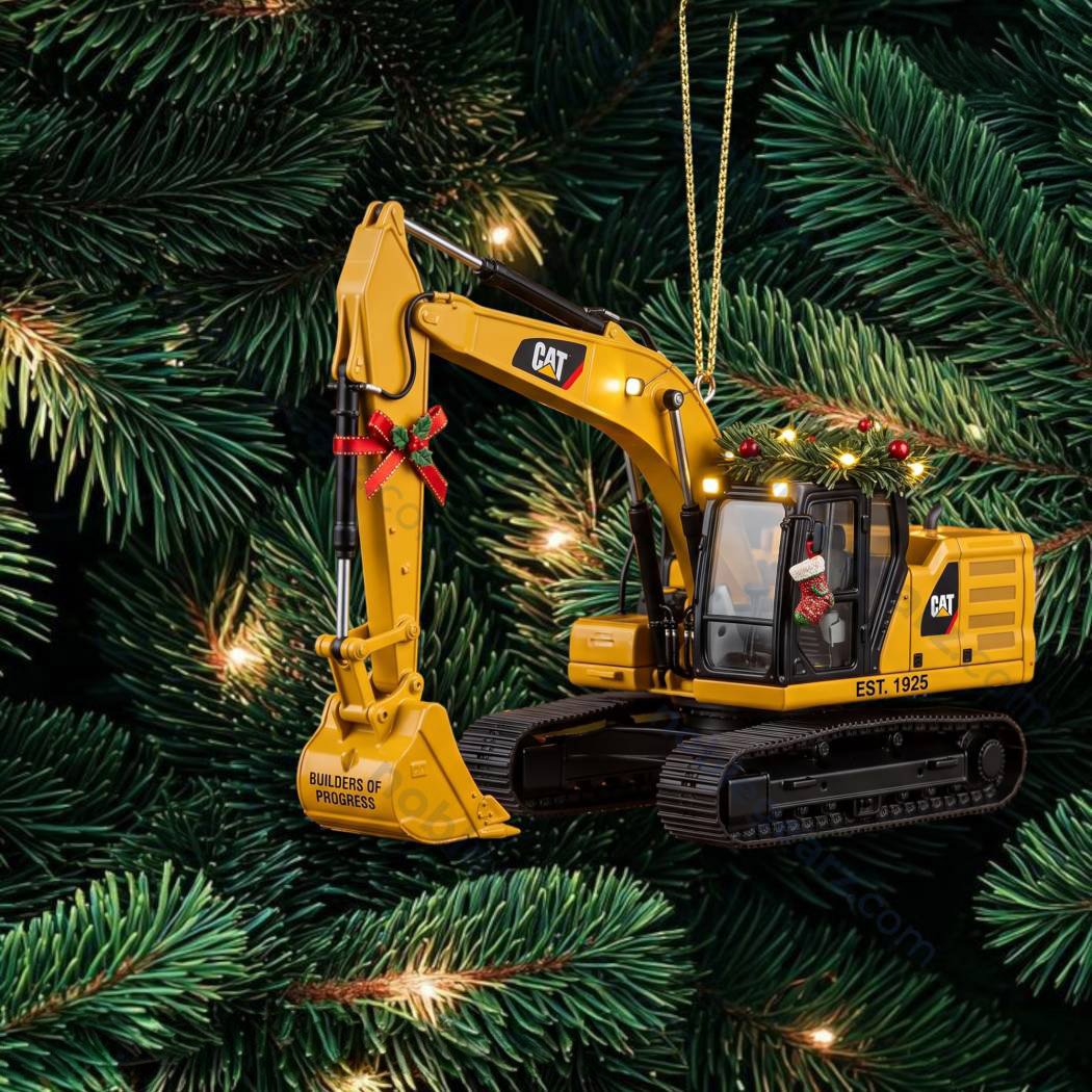 CAT Excavator Builders Of Progress Christmas Ornament Xmas Ornament Son Gifts