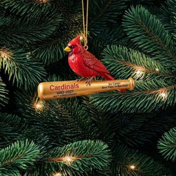 St. Louis Cardinals Red Bird Baseball Bat Christmas Ornament Cardinals Fan Merch