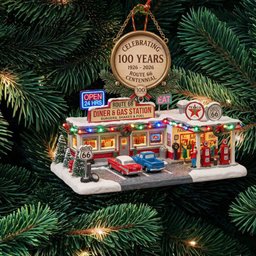 Route 66 Centennial 100th Anniversary Ornament Diner Gas Station Christmas Ornament