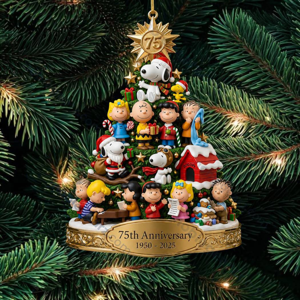Snoopy 75th Anniversary Peanuts Gang Tree Christmas Ornament Snoopy Xmas Ornament_