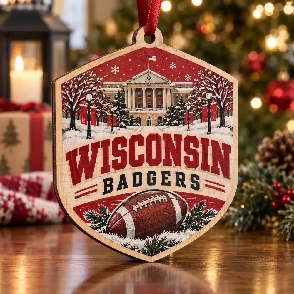 Wisconsin Badgers Christmas Ornament  Holiday Tree Decoration Sports Gifts