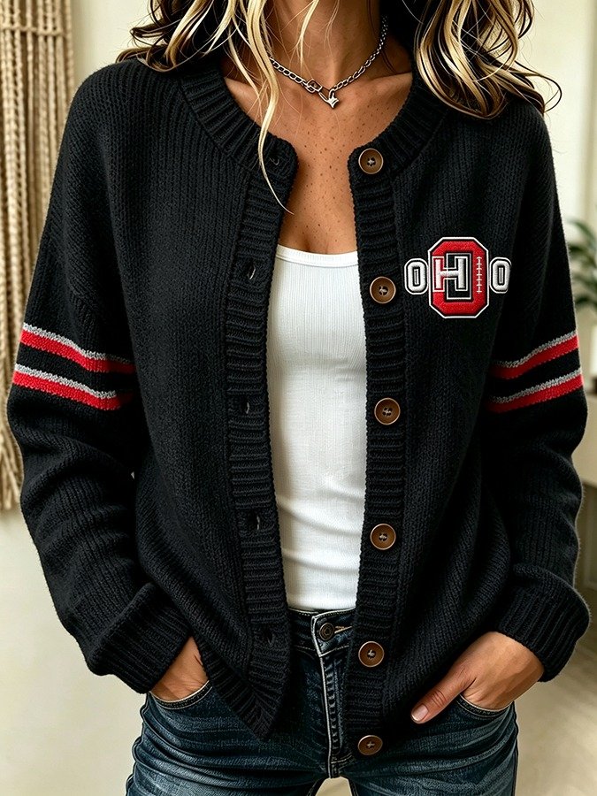 Ohio State Buckeyes Football Merch Ohio Cardigan Buckeye Game Attire Sportswear Gift