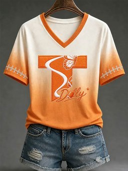 Tennessee Football x Dolly Parton Merch Tennessee Dolly V-Neck Shirt Vols Pride Attire