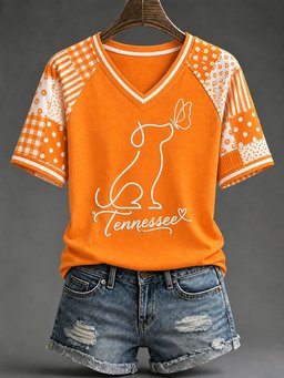 Tennessee Football x Dolly Parton Merch Tennessee V-Neck Shirt Tennessee Football Tee